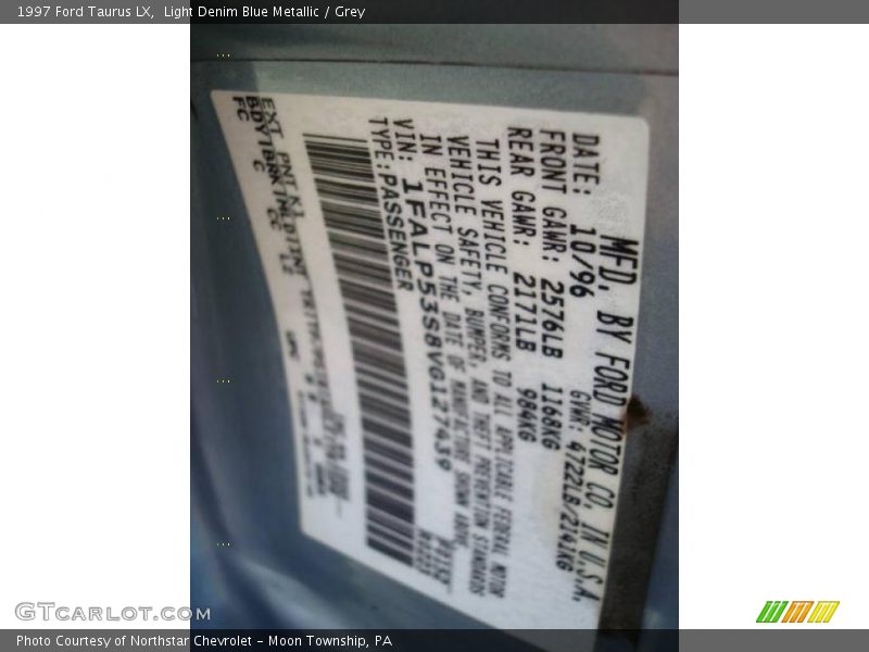 Light Denim Blue Metallic / Grey 1997 Ford Taurus LX
