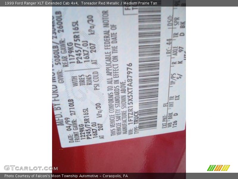 Toreador Red Metallic / Medium Prairie Tan 1999 Ford Ranger XLT Extended Cab 4x4
