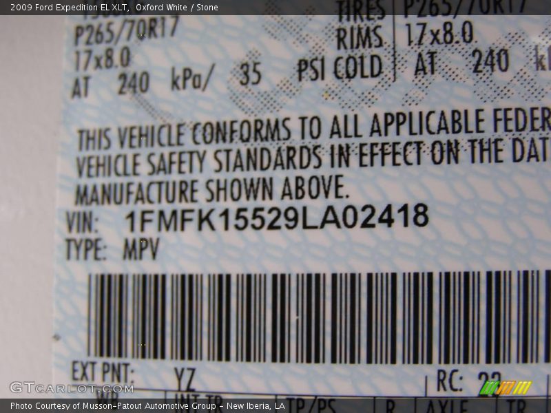 Oxford White / Stone 2009 Ford Expedition EL XLT