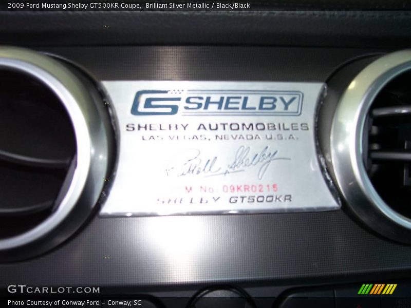 Brilliant Silver Metallic / Black/Black 2009 Ford Mustang Shelby GT500KR Coupe