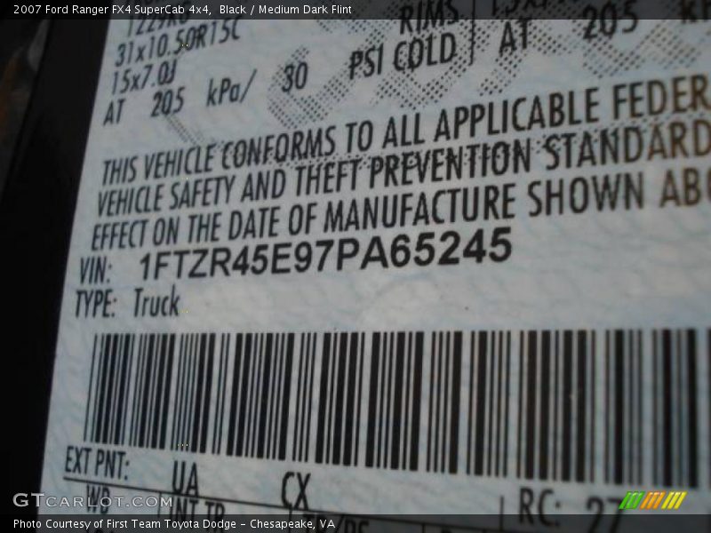Black / Medium Dark Flint 2007 Ford Ranger FX4 SuperCab 4x4