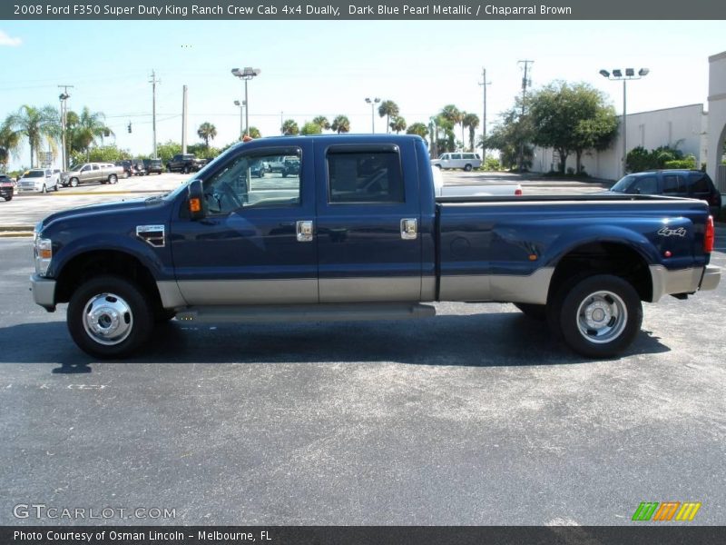 Dark Blue Pearl Metallic / Chaparral Brown 2008 Ford F350 Super Duty King Ranch Crew Cab 4x4 Dually