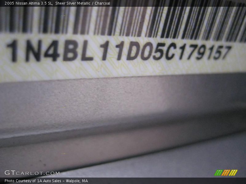 Sheer Silver Metallic / Charcoal 2005 Nissan Altima 3.5 SL