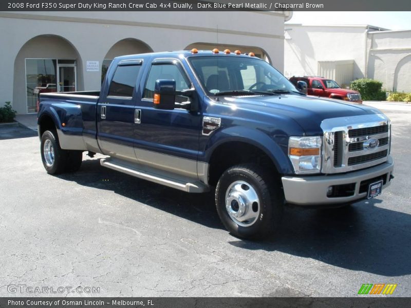 Dark Blue Pearl Metallic / Chaparral Brown 2008 Ford F350 Super Duty King Ranch Crew Cab 4x4 Dually
