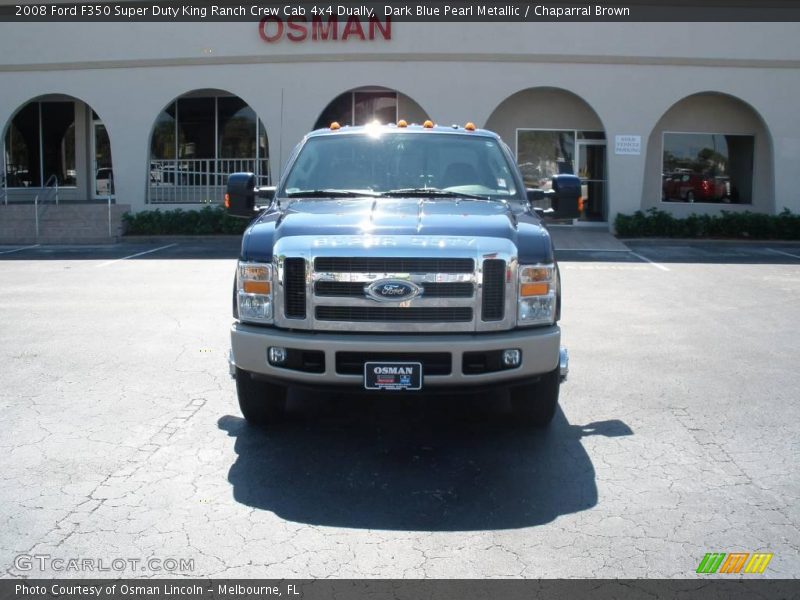 Dark Blue Pearl Metallic / Chaparral Brown 2008 Ford F350 Super Duty King Ranch Crew Cab 4x4 Dually