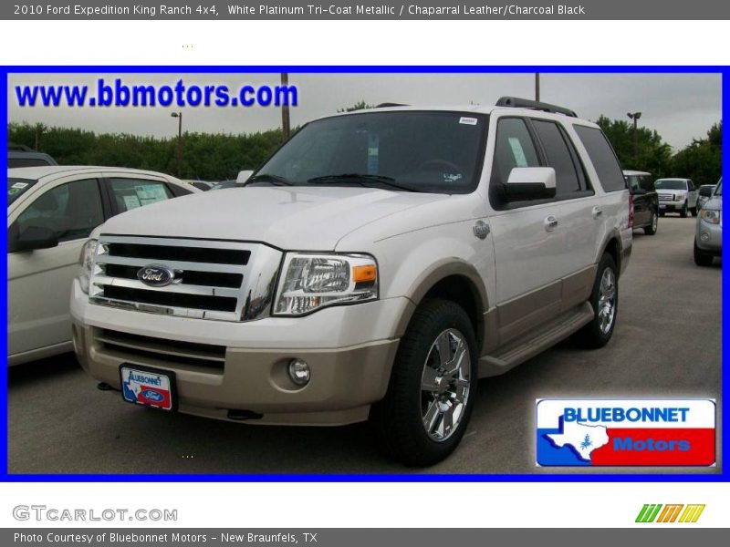 White Platinum Tri-Coat Metallic / Chaparral Leather/Charcoal Black 2010 Ford Expedition King Ranch 4x4