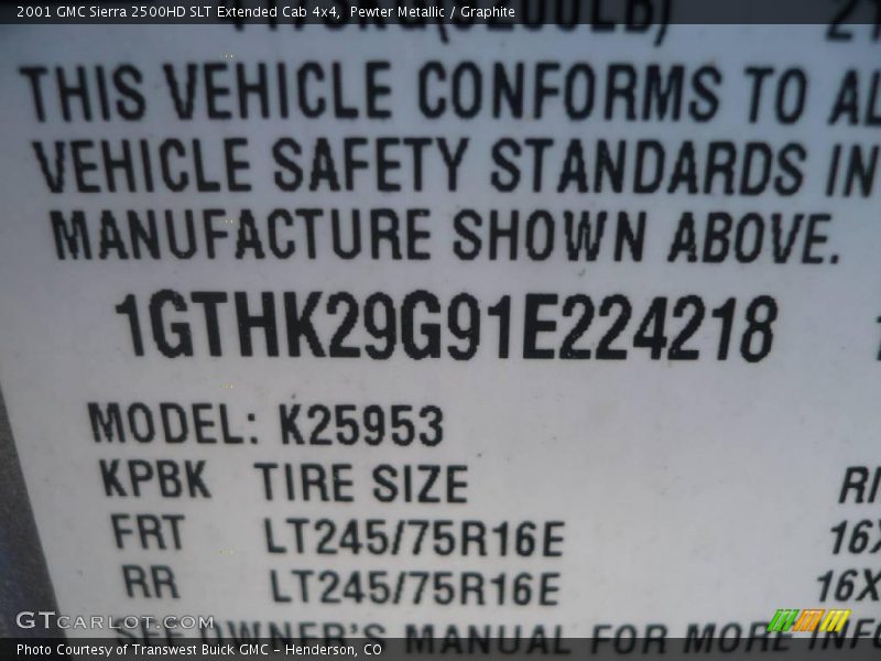 Pewter Metallic / Graphite 2001 GMC Sierra 2500HD SLT Extended Cab 4x4