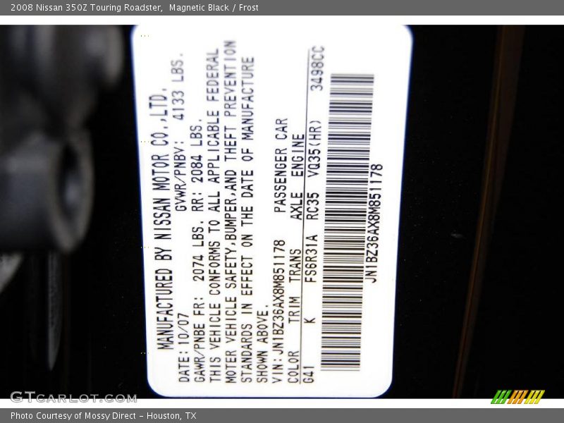 Magnetic Black / Frost 2008 Nissan 350Z Touring Roadster