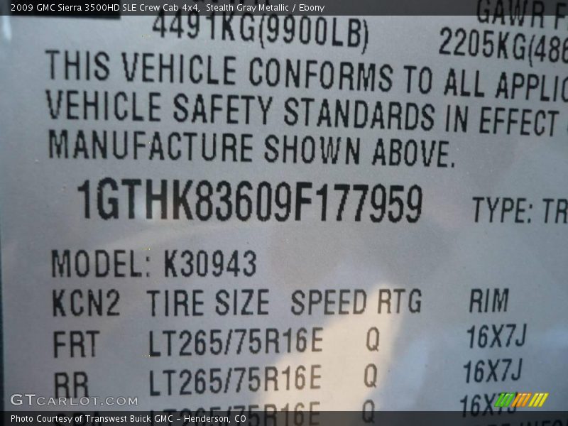 Stealth Gray Metallic / Ebony 2009 GMC Sierra 3500HD SLE Crew Cab 4x4