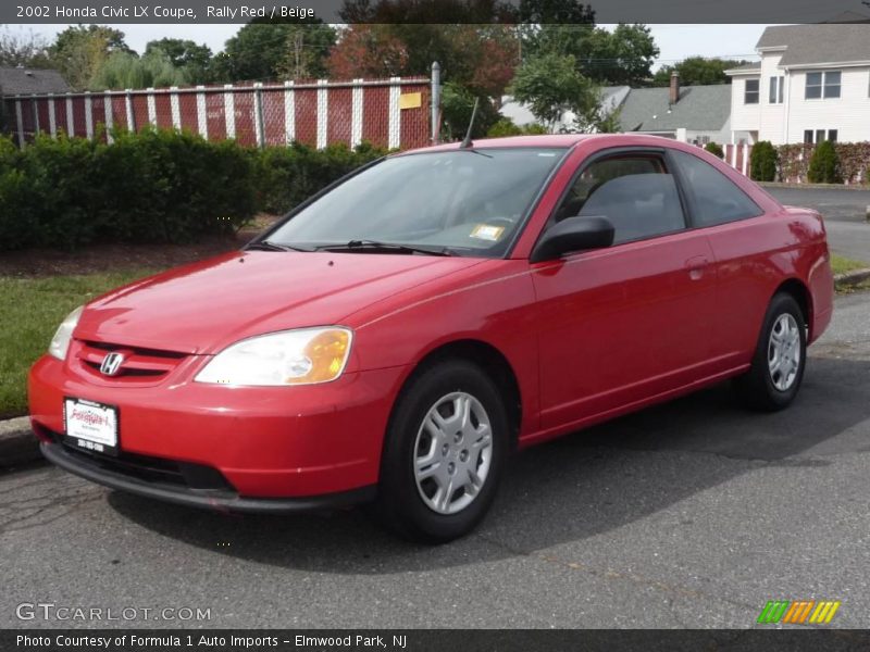 Rally Red / Beige 2002 Honda Civic LX Coupe