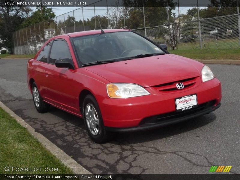 Rally Red / Beige 2002 Honda Civic LX Coupe