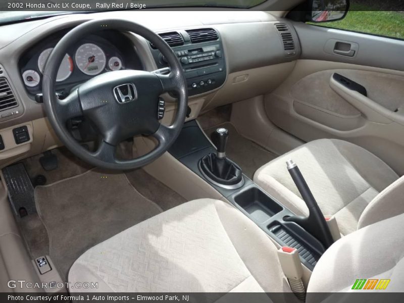 Rally Red / Beige 2002 Honda Civic LX Coupe