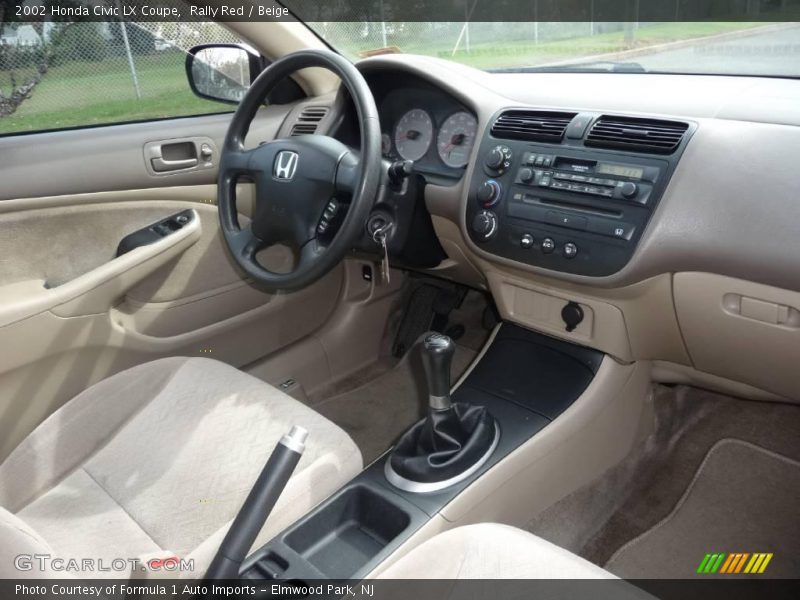 Rally Red / Beige 2002 Honda Civic LX Coupe