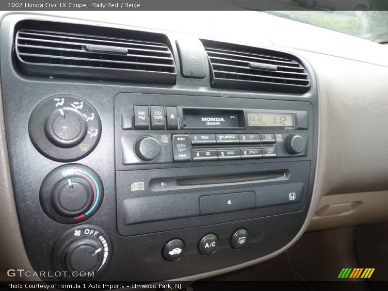 Rally Red / Beige 2002 Honda Civic LX Coupe