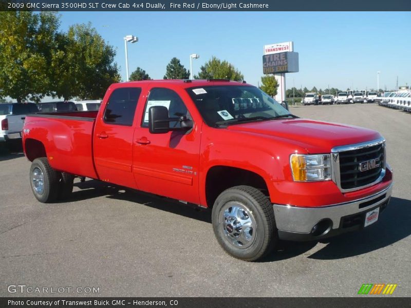 Fire Red / Ebony/Light Cashmere 2009 GMC Sierra 3500HD SLT Crew Cab 4x4 Dually