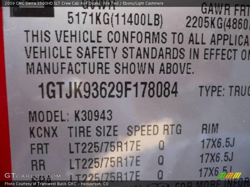 Fire Red / Ebony/Light Cashmere 2009 GMC Sierra 3500HD SLT Crew Cab 4x4 Dually