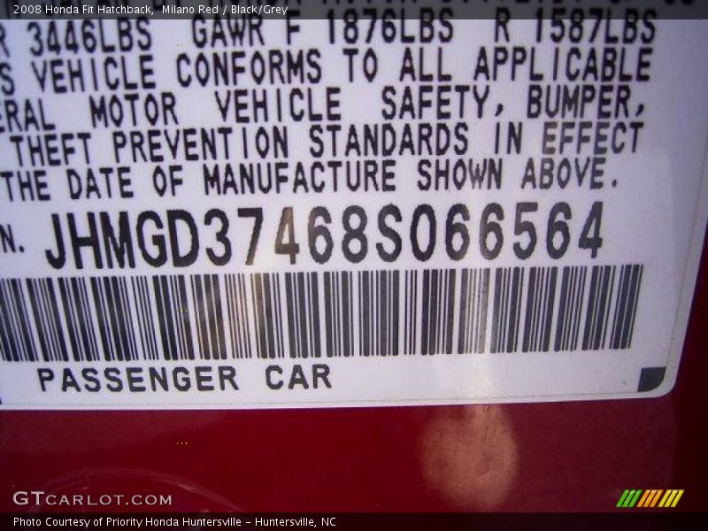 Milano Red / Black/Grey 2008 Honda Fit Hatchback