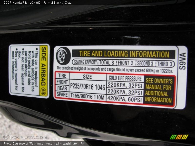 Formal Black / Gray 2007 Honda Pilot LX 4WD