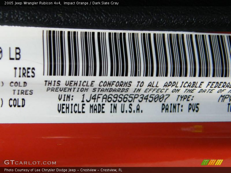 Impact Orange / Dark Slate Gray 2005 Jeep Wrangler Rubicon 4x4