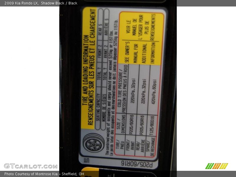 Shadow Black / Black 2009 Kia Rondo LX