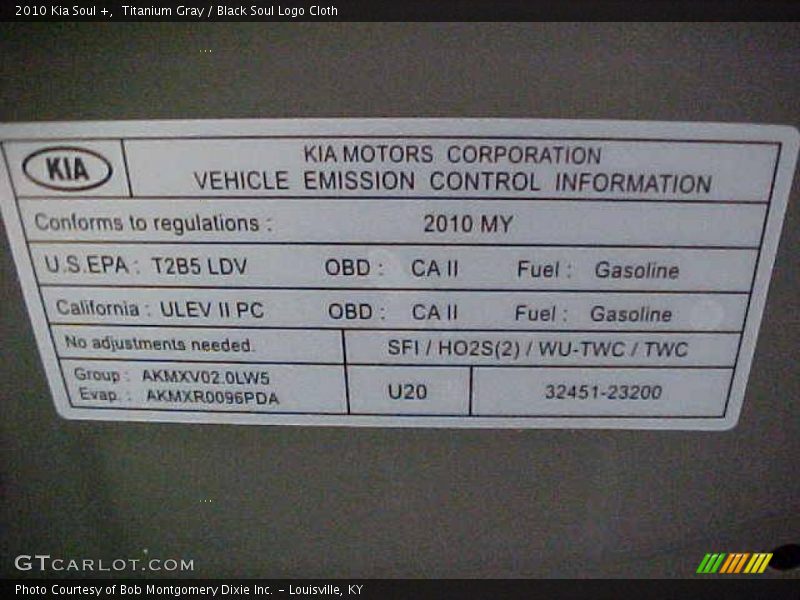 Titanium Gray / Black Soul Logo Cloth 2010 Kia Soul +