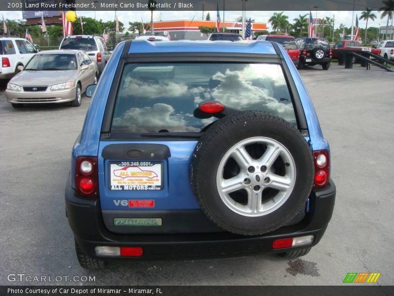 Monte Carlo Blue Metallic / Black 2003 Land Rover Freelander S