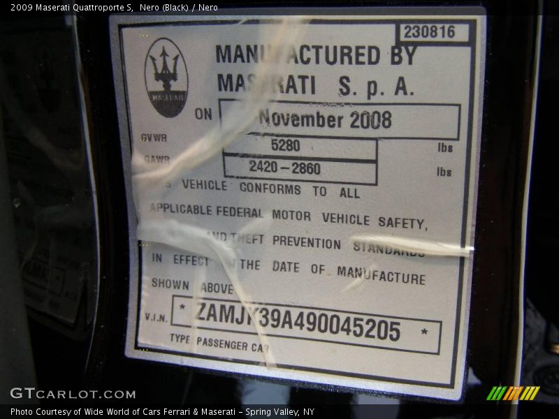 Nero (Black) / Nero 2009 Maserati Quattroporte S