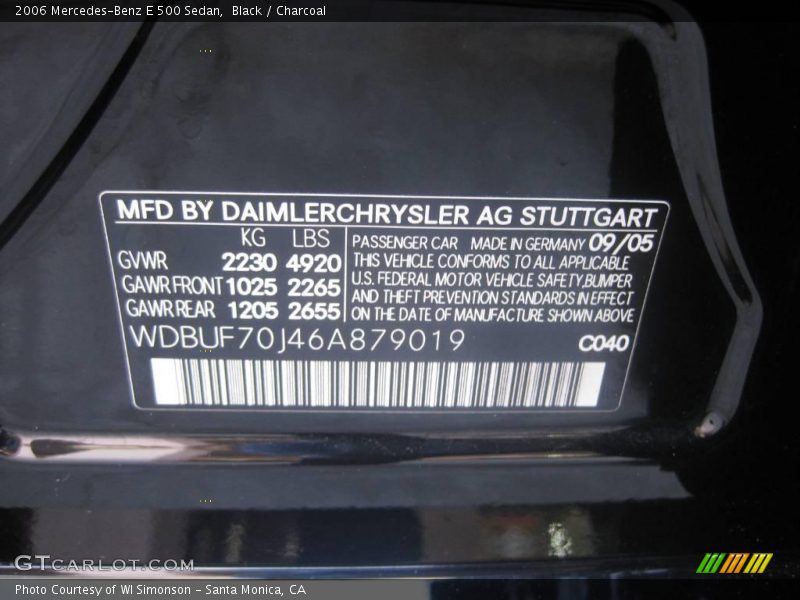 Black / Charcoal 2006 Mercedes-Benz E 500 Sedan