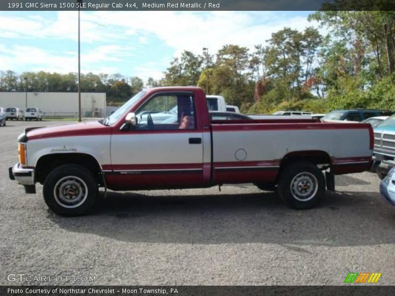 Medium Red Metallic / Red 1991 GMC Sierra 1500 SLE Regular Cab 4x4