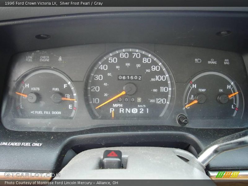 Silver Frost Pearl / Gray 1996 Ford Crown Victoria LX