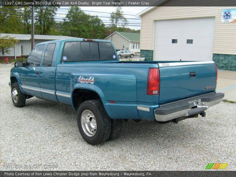 Bright Teal Metallic / Pewter Gray 1997 GMC Sierra 3500 SLE Crew Cab 4x4 Dually