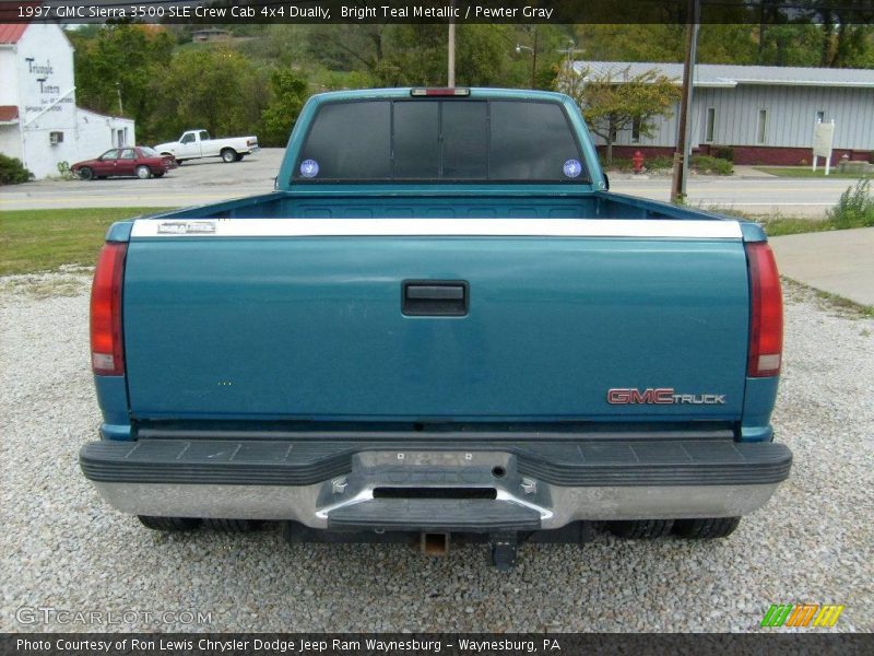 Bright Teal Metallic / Pewter Gray 1997 GMC Sierra 3500 SLE Crew Cab 4x4 Dually