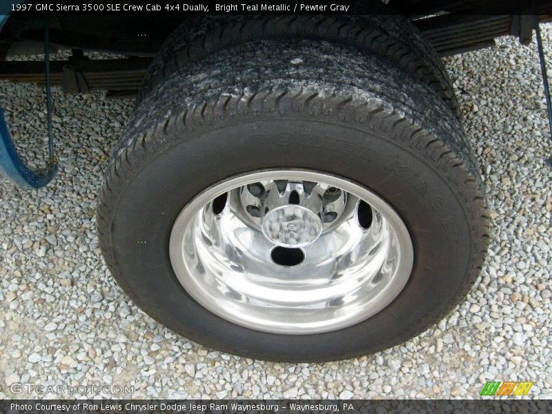 Bright Teal Metallic / Pewter Gray 1997 GMC Sierra 3500 SLE Crew Cab 4x4 Dually