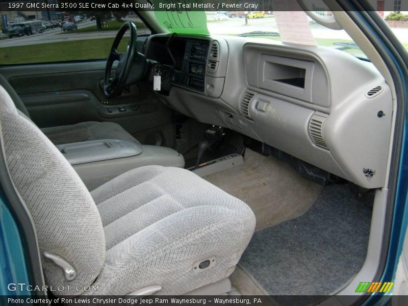 Bright Teal Metallic / Pewter Gray 1997 GMC Sierra 3500 SLE Crew Cab 4x4 Dually