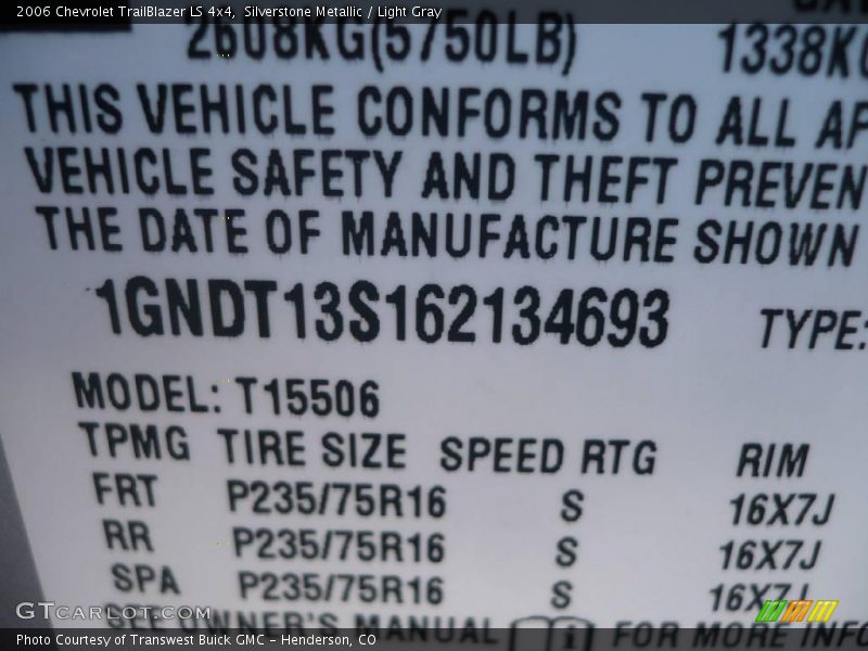 Silverstone Metallic / Light Gray 2006 Chevrolet TrailBlazer LS 4x4