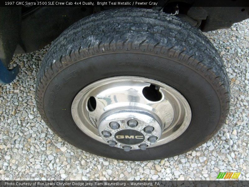 Bright Teal Metallic / Pewter Gray 1997 GMC Sierra 3500 SLE Crew Cab 4x4 Dually
