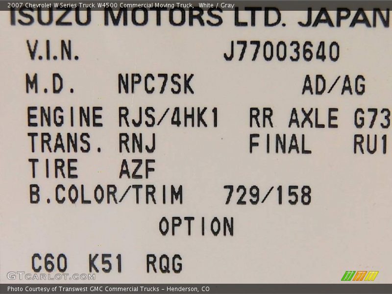 White / Gray 2007 Chevrolet W Series Truck W4500 Commercial Moving Truck