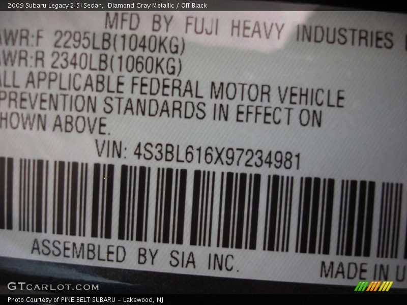 Diamond Gray Metallic / Off Black 2009 Subaru Legacy 2.5i Sedan