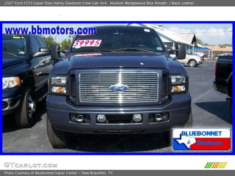 Medium Wedgewood Blue Metallic / Black Leather 2007 Ford F250 Super Duty Harley Davidson Crew Cab 4x4