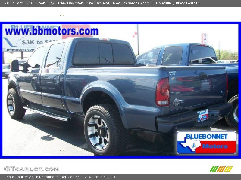 Medium Wedgewood Blue Metallic / Black Leather 2007 Ford F250 Super Duty Harley Davidson Crew Cab 4x4