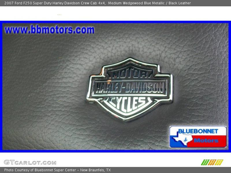 Medium Wedgewood Blue Metallic / Black Leather 2007 Ford F250 Super Duty Harley Davidson Crew Cab 4x4
