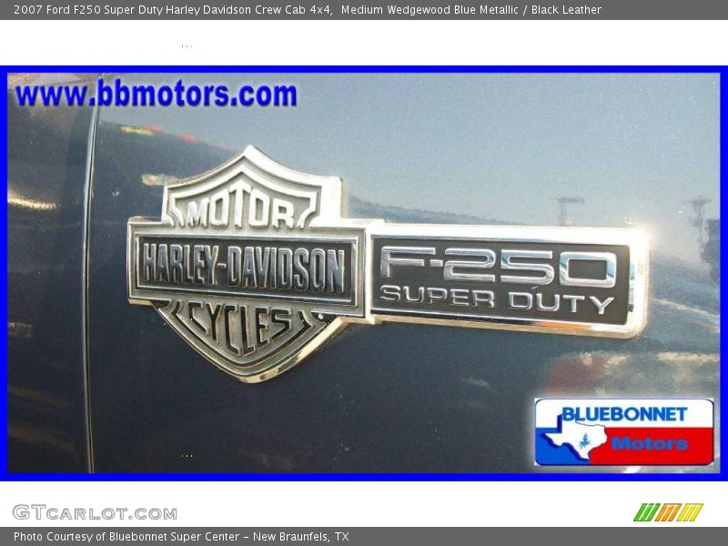 Medium Wedgewood Blue Metallic / Black Leather 2007 Ford F250 Super Duty Harley Davidson Crew Cab 4x4