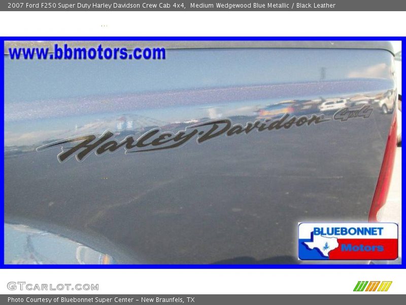 Medium Wedgewood Blue Metallic / Black Leather 2007 Ford F250 Super Duty Harley Davidson Crew Cab 4x4