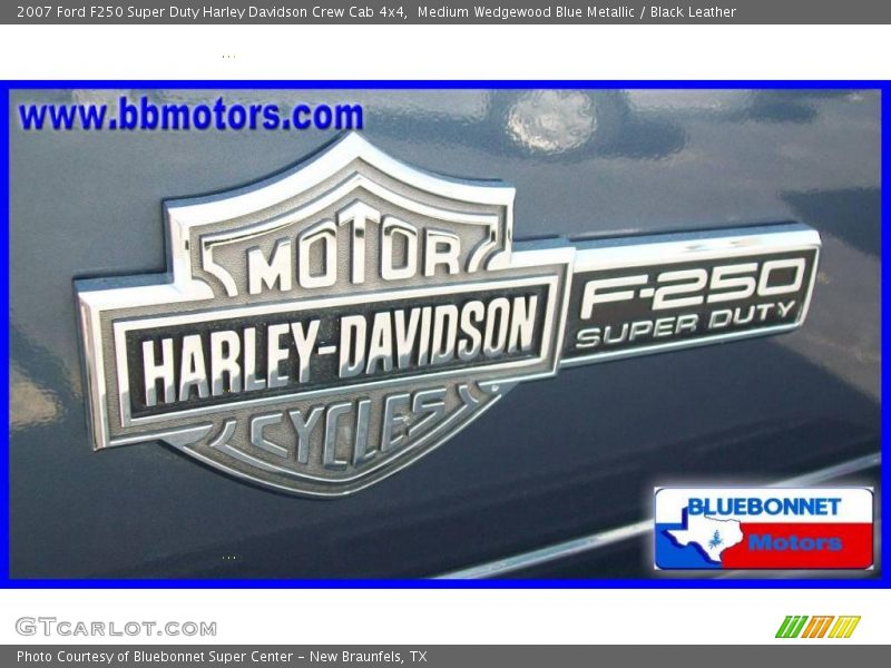 Medium Wedgewood Blue Metallic / Black Leather 2007 Ford F250 Super Duty Harley Davidson Crew Cab 4x4