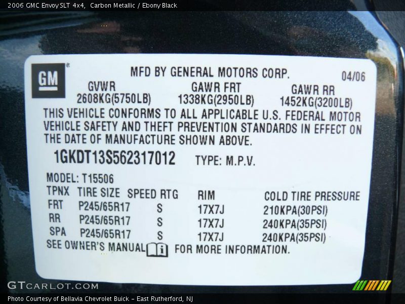 Carbon Metallic / Ebony Black 2006 GMC Envoy SLT 4x4