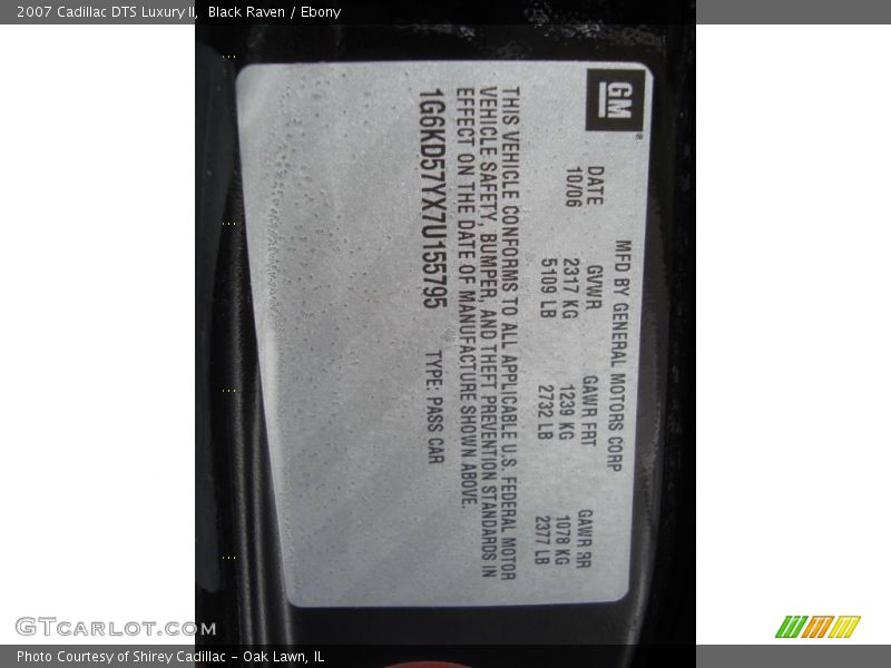 Black Raven / Ebony 2007 Cadillac DTS Luxury II
