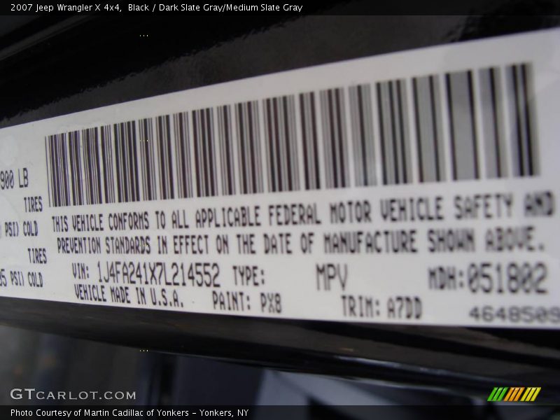 Black / Dark Slate Gray/Medium Slate Gray 2007 Jeep Wrangler X 4x4