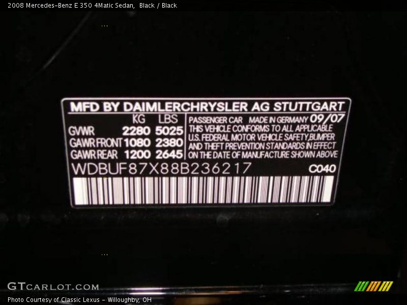 Black / Black 2008 Mercedes-Benz E 350 4Matic Sedan