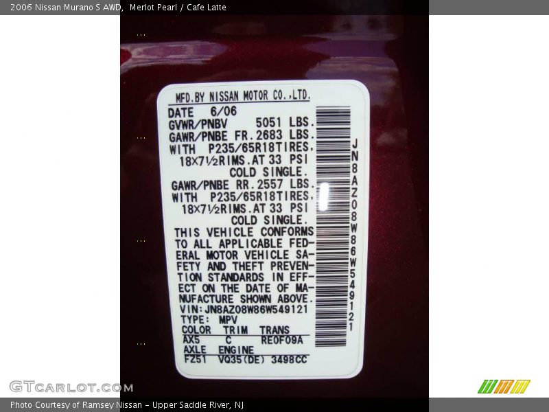 Merlot Pearl / Cafe Latte 2006 Nissan Murano S AWD