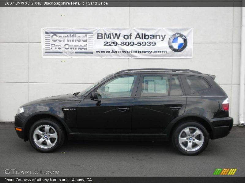 Black Sapphire Metallic / Sand Beige 2007 BMW X3 3.0si